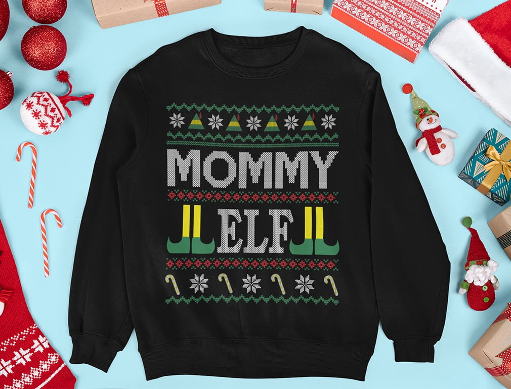 Tstars Womens Ugly Christmas Mommy Elf Mom Xmas Shirt Christmas Gift Funny Humor Holiday Shirts Xmas Party Christmas Gifts for Her Women Sweatshirt