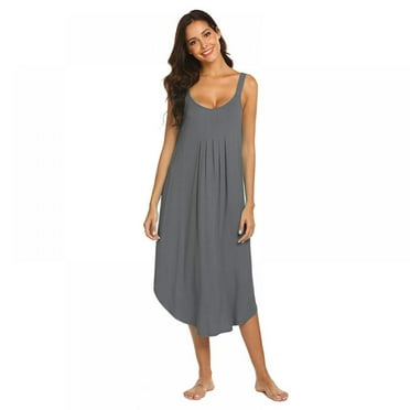 Womens Nightgown Sleeveless Long Nightshirt Sexy Full Slip Night Dress Summer Chemise Sleep Dresses S-2XL