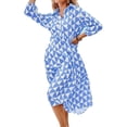 thumbnail image 3 of Womens Color Block Long Sleeve Boho Midi Dress Casual Beach Button Down Shirt Dress, 3 of 6