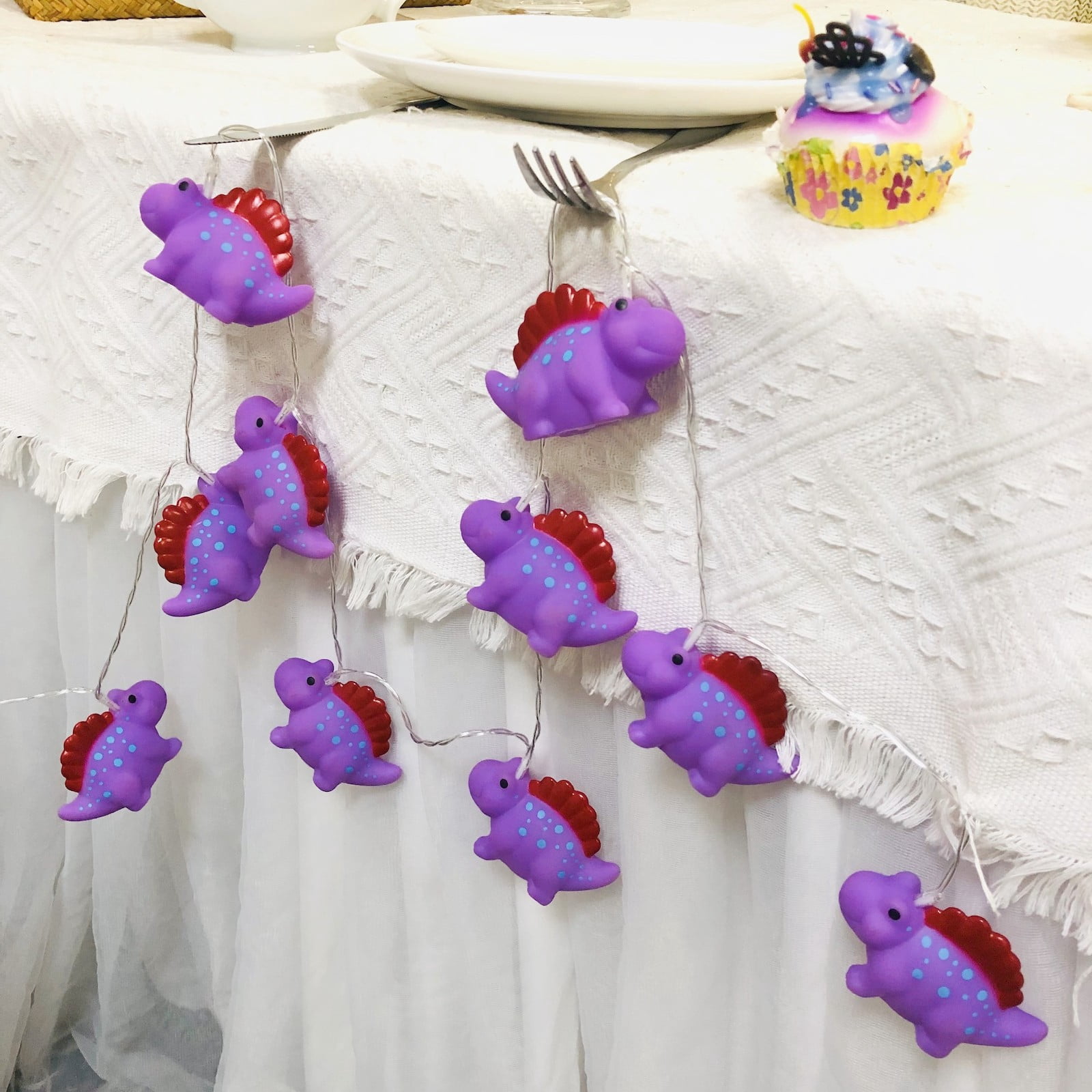 Sezrgiu Purple Stegosaurus Dinosaur LED Night Light Battery Operated Indoor Boys Girls Bedroom Decor