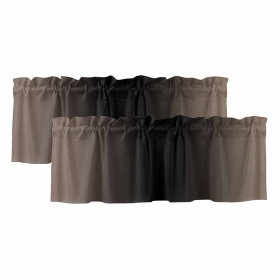 2 Pack Ombre Abstract Valance for Window Gradient Brown Black Kitchen Valance Rod Pocket Short Curtain Topper Decorative Window Treatment for Living Room Bedroom 54"x18"