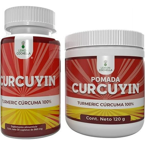 Combo Curcuyin - Curcuyin 30 capletas de 860 mg + Pomada Curcuyin de 120 g Lemon Cochella COMBOCURCU