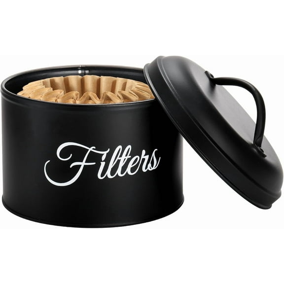 Bohorizon Coffee Filter Holder for Counter Storage Container with Lid (Black)
