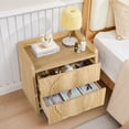 thumbnail image 5 of LEFHDA 24 Inch Wide Fluted Nightstands with 2 Drawers, Large End Table for Bedroom, Mid Century Modern Bedside Table with Storage, Wood Night Stand for Living Room, Office (Oak), 5 of 8