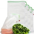 thumbnail image 2 of Ounissouiy 10 Uds. Bolsa de malla con cordón para frutas y verduras, bolsas de productos reutilizables para el hogar, cocina, contenedor de almacenamiento Almacenamiento y organización del hogar Ounissouiy HA071861-00, 2 of 6