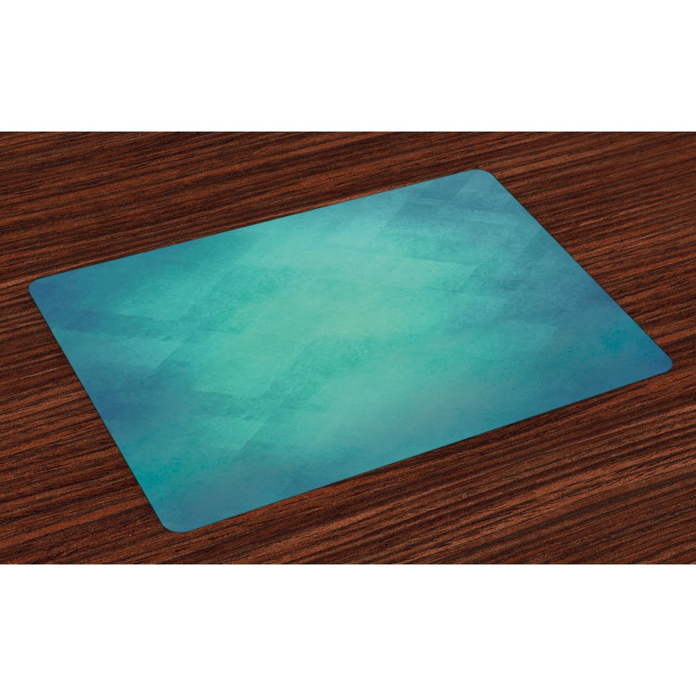 Teal Placemats Set of 4 Retro Inspired Grunge Style Abstract Pattern