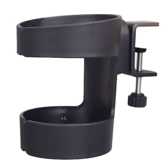 Eqslft Desk Cup Holder, 3.5 Inch Height Adjustable Clamp-On Black Plastic Drink Holder, No Drill Anti-Spill Tumbler Organizer for Home Office, 1PC