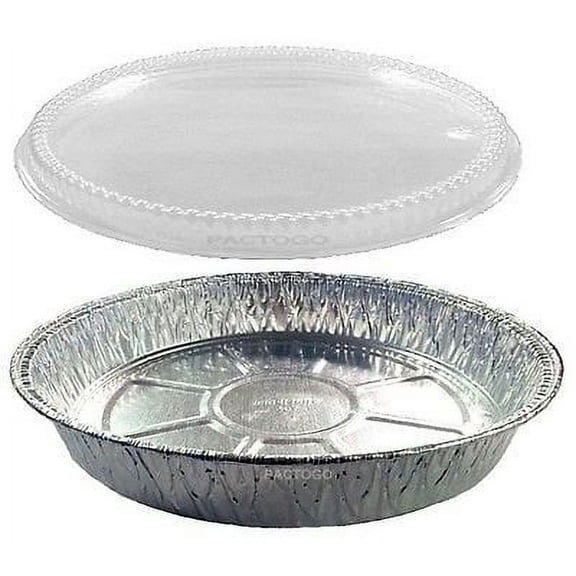 Handi-Foil 9" Round Aluminum Foil Cake Pan w/Clear Plastic Dome Lid (Pack of 12)
