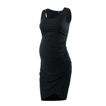

2020 Summer Sexy Round Neck Sheath Irregular Sleeveless Maternity Dress