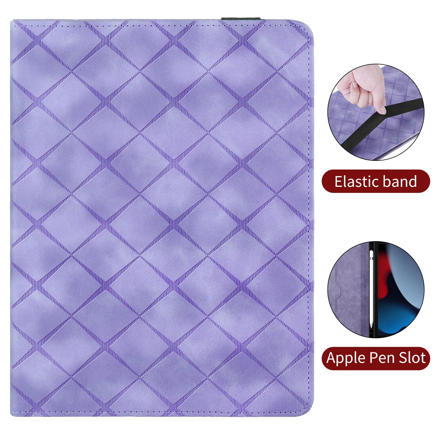 Decase for iPad A16 11th Generation Case 11 inch 2025 & iPad 10th Generation Cover 10.9" 2022 with Pencil Holder/Pockets,Auto Wake/Sleep,Folio Stand Embossed PU Leather Smart Wallet Shell,Purple