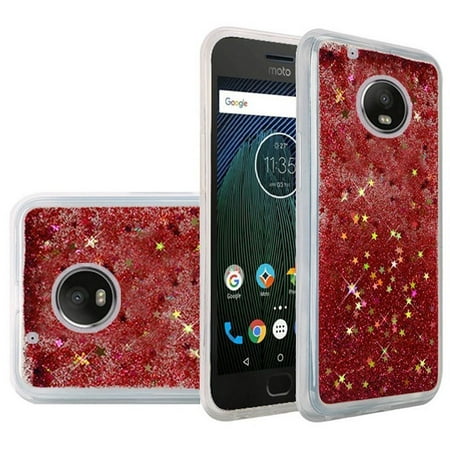 HR Wireless Quicksand Glitter Hard Snap-in Case Cover For Motorola Moto G5 Plus, Rose