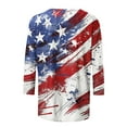 thumbnail image 5 of Raeneomay 3/4 Length Sleeve Womens Tops Independence Day Fashion Printed Round Neck T-Shirt Top, 5 of 5
