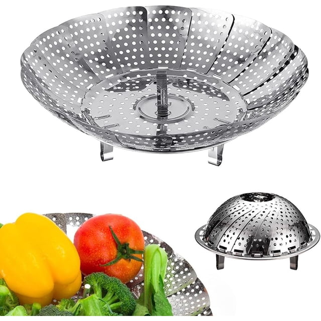 Vegetable Steamer Basket, Premium Stainless Steel Veggiecollapsible Steamer Basket - Foldable Vegetable Steamer for Cooking to Fits Various Size Pot