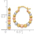 thumbnail image 2 of 14k Yellow Gold White Rose Beaded Hoop Earrings Round, 2 of 6