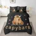 thumbnail image 2 of Homewish Kawaii Capybara 7pcs Bedding Comforter Set For Preppy Kids Children,Cartoon Animal Queen Bedding Sets Super Cozy,Black Brown Queen Sheet Sets,Microfiber Bedroom Decor,Reversible, 2 of 8