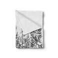 thumbnail image 2 of Winter Soft Flannel Fleece Blanket, Cold Pine Tree Landscape Under Puffy Snow Pile Outlined Pointy Xmas Tree Leaves, Cozy Plush for Indoor and Outdoor Use, 50" x 70", Black and White, by Ambesonne, 2 of 6