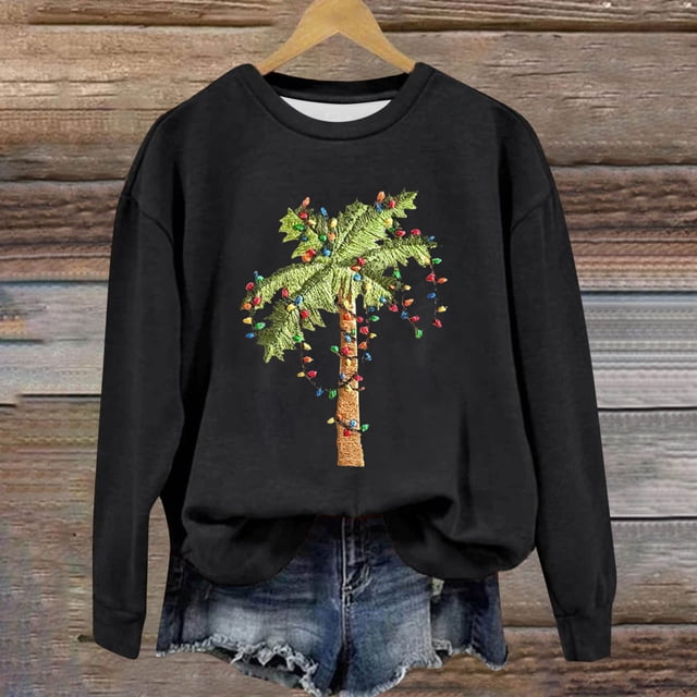 Amzcrzy Chandails en Molleton pour Femmes Chandail en Molleton de Noël Mode Femmes Décontracté Manches Longues Impression de Noël Col Rond T-Shirt Ample Blouse Chandails en Molleton Sans Capuche Chandails en Molleton pour Femmes TG