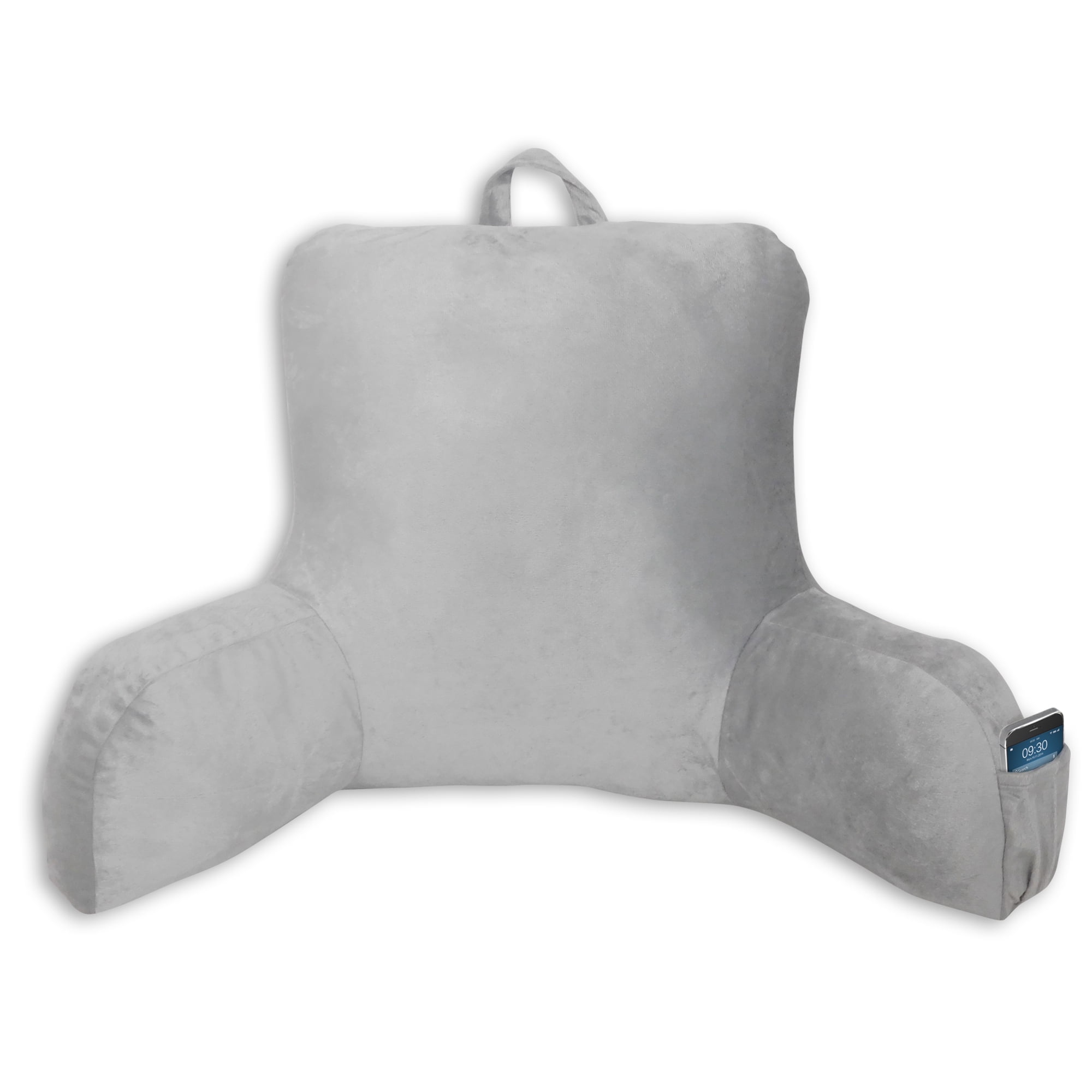 Soft Silver Poly Micro Mink Mainstays Micro Mink Plush Backrest Lounger Pillow 
