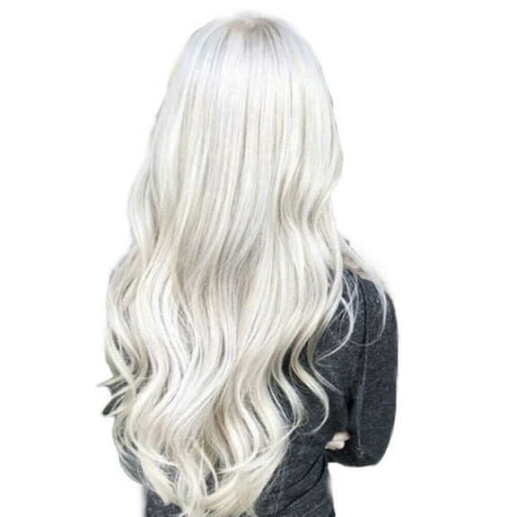 UTOURS Women Long Curly Wig Cosplay Synthetic Hair Wig White Wigs Headwear for Lady Grils