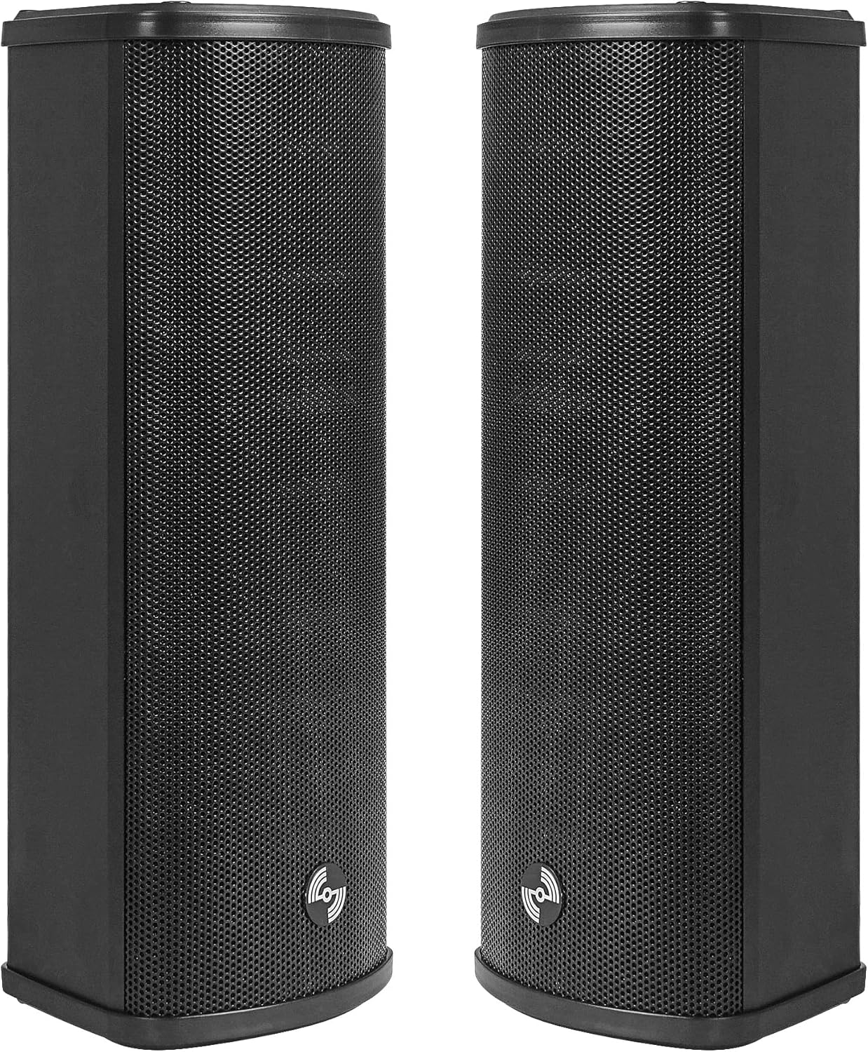 Sound Town Commercial Restaurant Bluetooth Amplifier + Column Speaker Set, with One 2-Zone 70V/100V Amplifier with Bluetooth, 2 x All-Weather Dual 5-Inch Column Speakers, Black (PAC80X2CL25B)