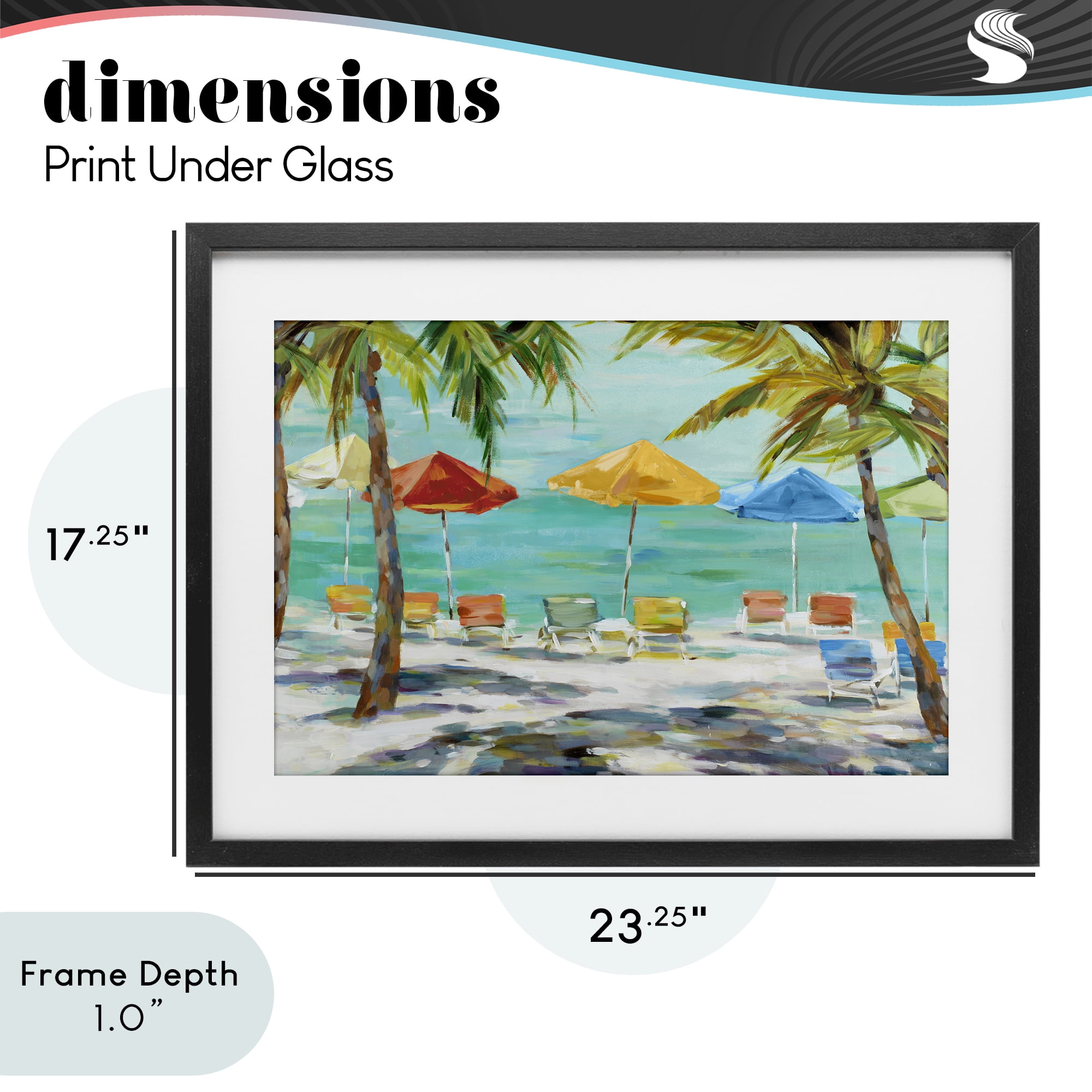 Stupell Industries Umbrellas Under the Palms Black Framed Print Under Glass, design by Lorenzo Collective