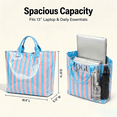 thumbnail image 6 of WANDF PVC Tote Bag for Women,Plastic Tote Bags for Shopping,Travel,Work,Classic Woman Handbags with Inner Pocket,Eco-Friendly Gift Bag for Ladies,Mom,Sister,Besties(Blue Pink Stripe), 6 of 9