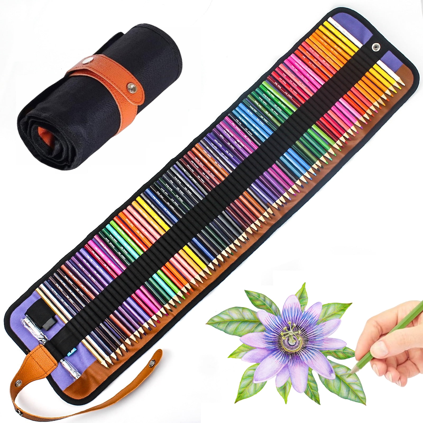 50/72 Colored Oil Based Colored Pencils Set, with Canvas Roll-Up Case - Perfect for Adult Coloring, Drawing, Sketching, and Crafting