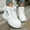 White, variant on Women's Winter Boots Warm Faux Fur Lined Casual Shoes for Outdoor Walking Comfortable Slip Resistant Thick Sole Ankle Boots with Side Zipper
