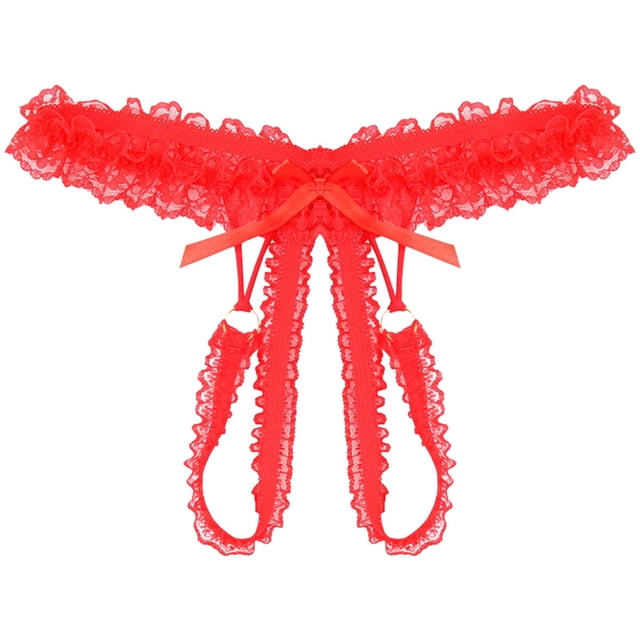 Aayomet String String Strings for Women Dentelle Sexy Culottes Slips Bas Ouvert Culottes pour Femmes (Rouge, Taille Unique)