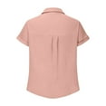 thumbnail image 7 of Homenesgenics Womens Tops Plus Size Solid Color Collar Button Pocket Short-Sleeve Shirt Top Pink XL, 7 of 7