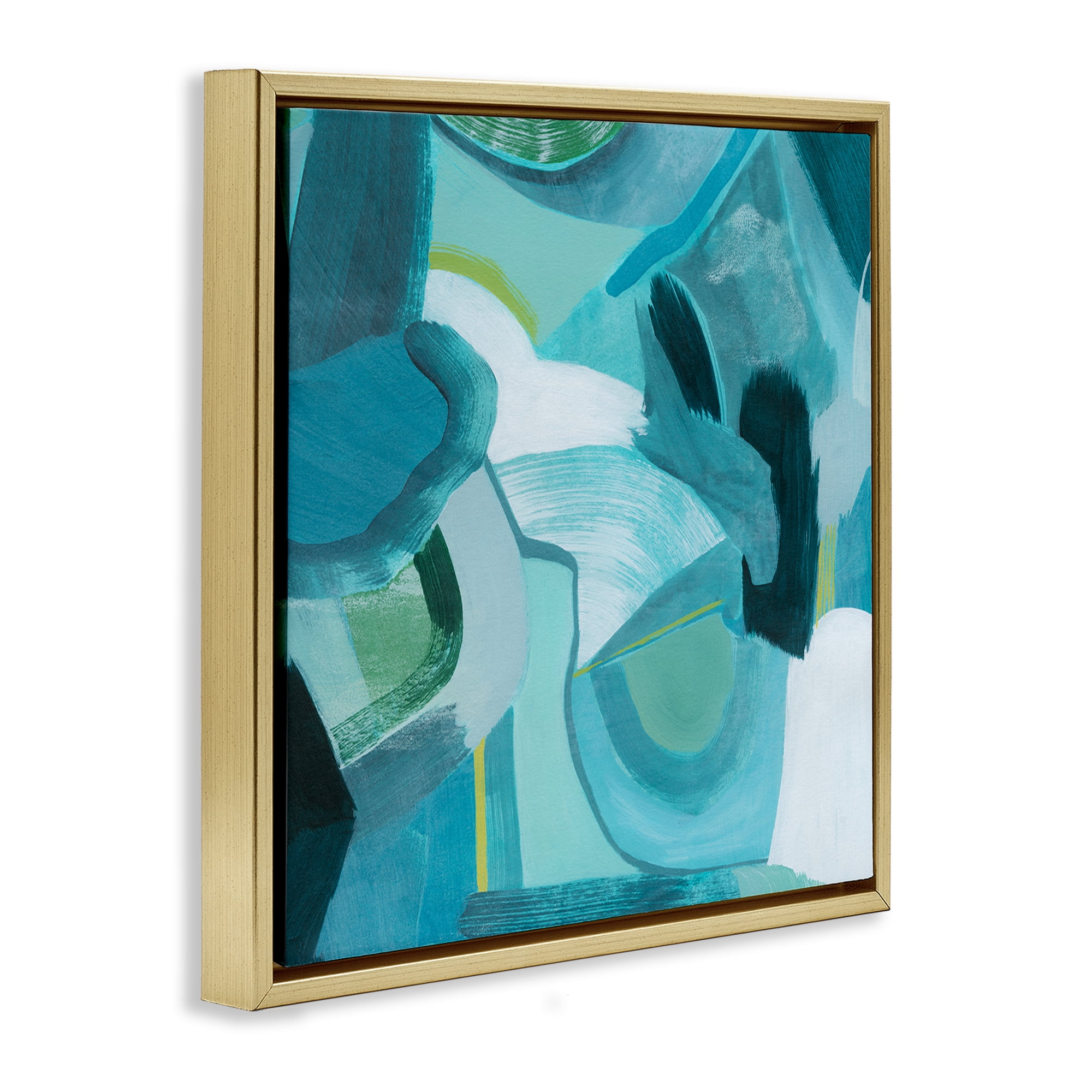 Stupell Industries Dynamic Cascading Shapes Abstract Painting Gold Floater Framed Canvas Art Print Wall Art, 25 x 25