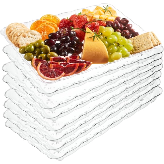 Plastic Serving Trays - Serving Platters Rectangle 9X13 Disposable Party Dish 8 Clear