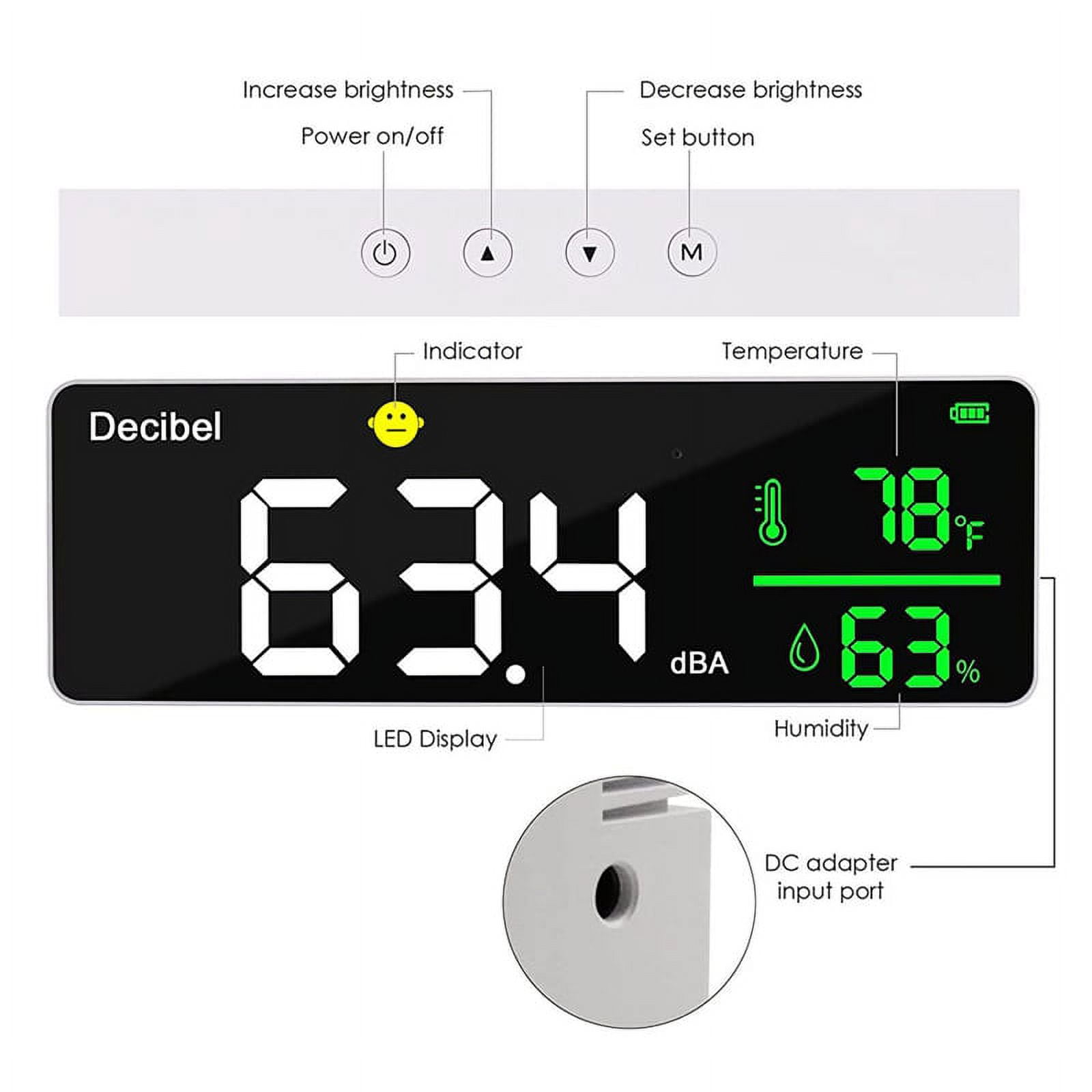 3-In-1 Decibel Meter Sound Level Reader+Humidity & Temperature, Classroom Noise Meter,Decibel Reader Noise Decibel Meter