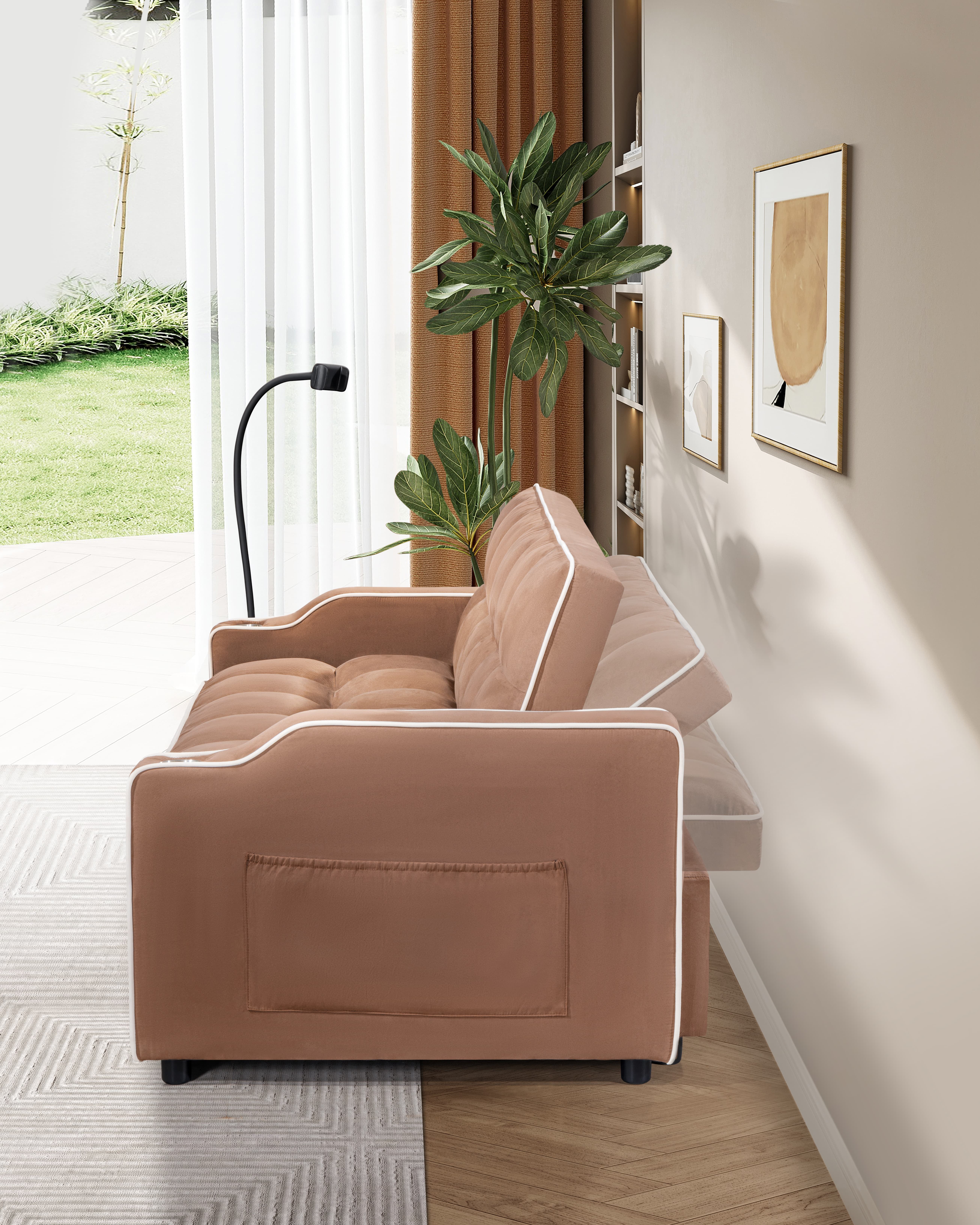 MAYEERTY Pull Out Couch Bed-3 in 1 Convertible Sofa Bed Upgraded wear-resistant suede fabric Sleeper Chair Bed