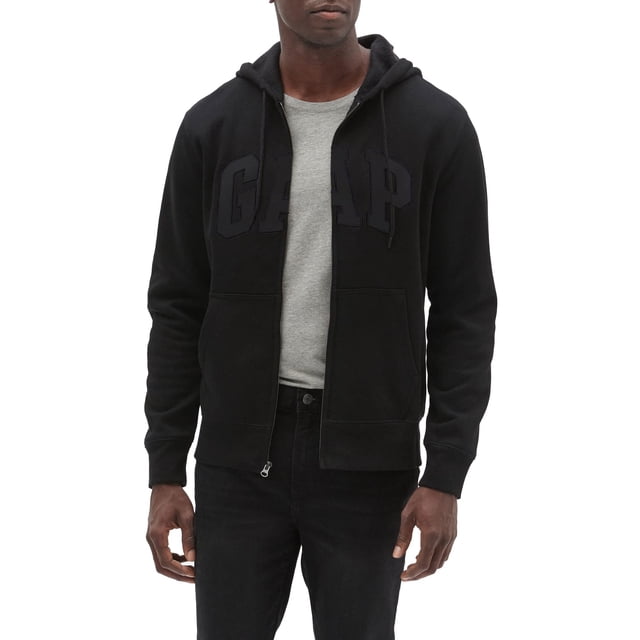 Sudadera con capucha y cierre con logo GAP para hombre en negro verdadero