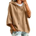 thumbnail image 2 of Xdegoge Womens Short Sleeve Hoodies Casual Loose Fit Lightweight Drawstring Sweatshirts Comfy Basic Tunic Fall Summer Pullover Tops, 2 of 6