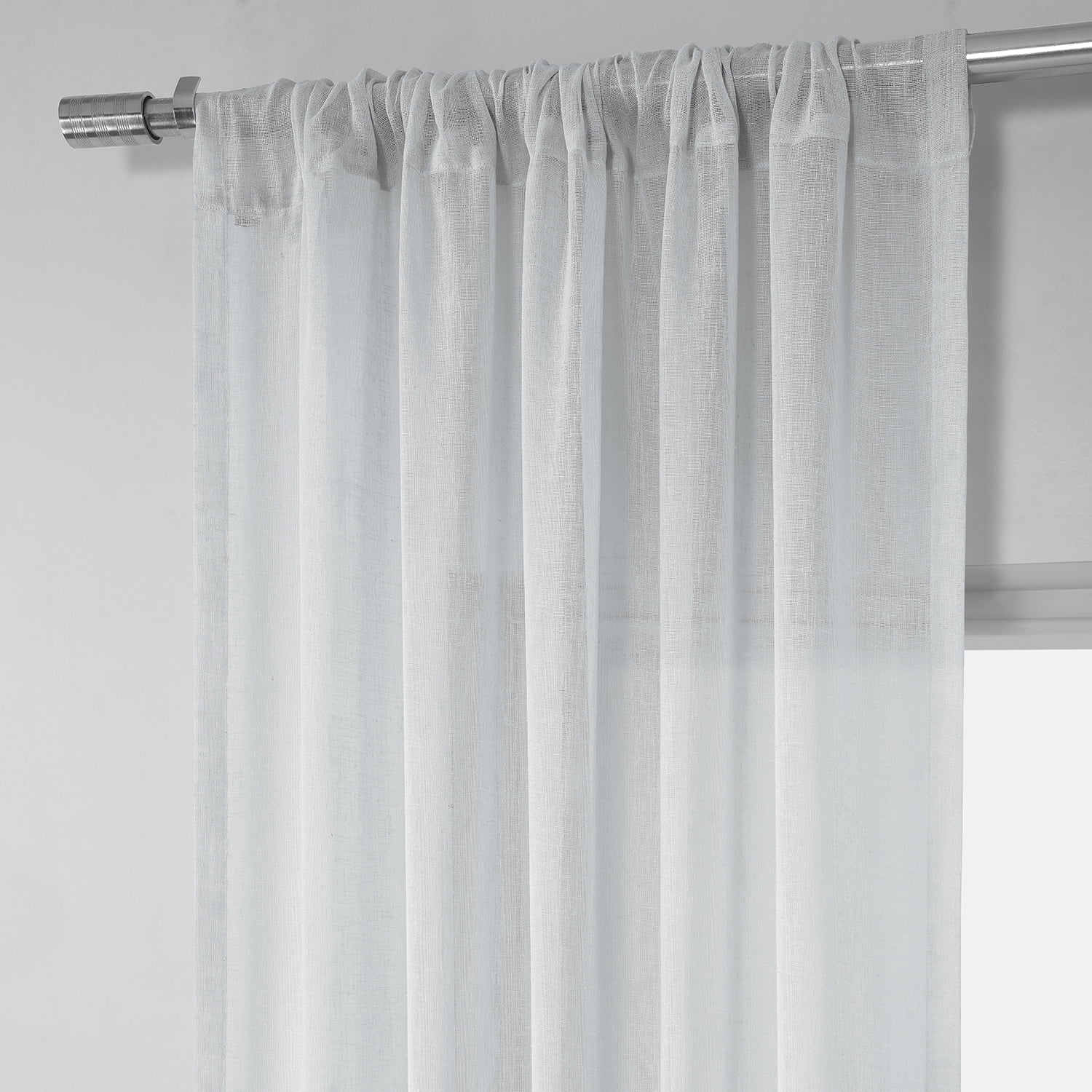 Aspen White Solid Faux Linen Sheer Curtain (1 Panel), Aspen White, 50W X 108L