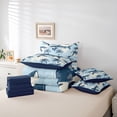 thumbnail image 5 of meiyoeat Palm Tree Coastal Shark Twin Bedding for Boys Girls, Beach Summer Ocean Wildlife Bedding Comforter Set, Sky Blue, Blue Reversible, 7-Piece, 5 of 6