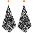 thumbnail image 1 of wonima01 Towel Set 2 Pcs Small Soft Hand Dry Towels for Kitchen & Bathroom, Super Absorbent, Hanging Loop (Halloween Goth Gothic Raven Crow Skull Sun Moon Tattoos), 1 of 1