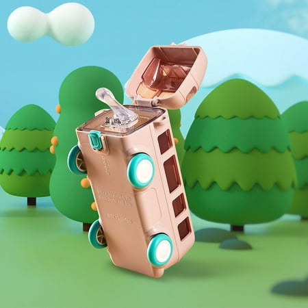 

Haykey Children s Small Car Straw Water Cup Summer Cute Bus Cup Square Cup Children s Water Bottle Baby Car Straw Cup Shoulder Strap