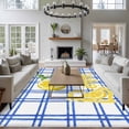 thumbnail image 3 of Summer Lemon Watercolor Area Rugs 5'x8', Washable Small Throw Rugs for Classroom Bedroom, Geometric Blue Line Plaid Indoor Outdoor Rug Non-Slip Low Pile Carpet Runner Reversible Floor Mats, 3 of 8