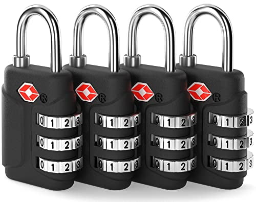 4 Piece Zinc Alloy Combination Lock Sets with 3 Digit Combination Padlocks 