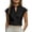 Black, variant on Womens Mandarin Notched Collar Cap Sleeve Linen Blend Blouse Neutral Beige Lightweight Breathable Business Casual Solid Color Workwear Shirt