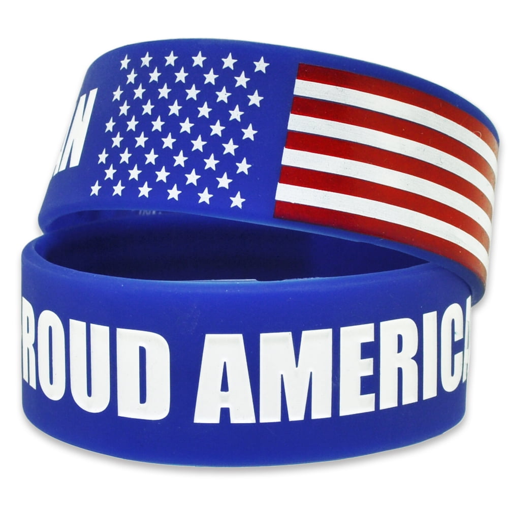 Great 1 American Flag Silicone Stretchable Bracelet 4-Pack 