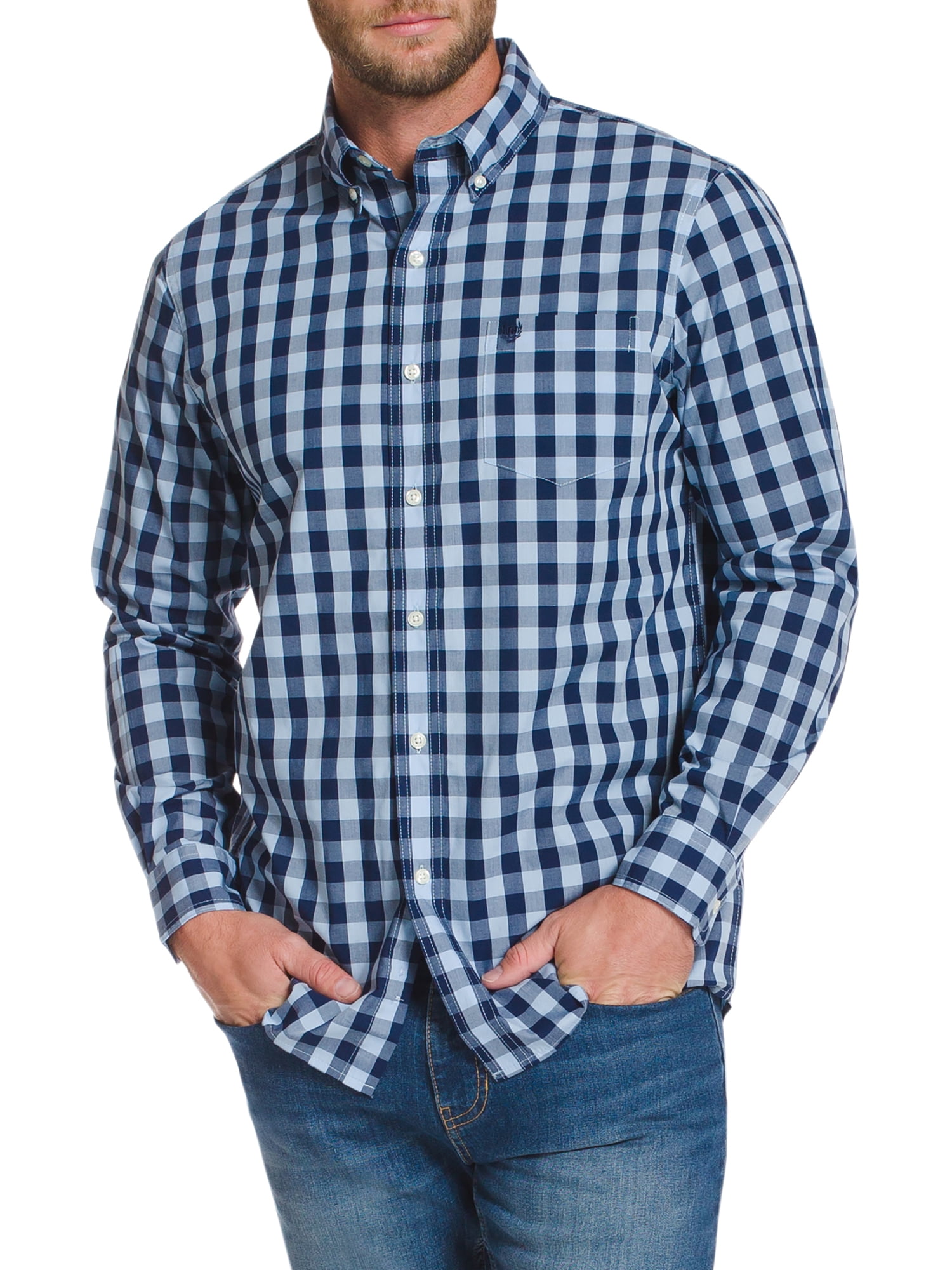 Chaps Men's Easy Care Sustainable Long Sleeve Button Down Shirt With Stretch-Size S-2X Walmart.com