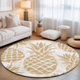 thumbnail image 3 of Round Area Rug 5ft Beige Pineapple Floor Carpets Indoor Floor Area Mat Stain-Proof Mat Circle Rugs for Living Room Dining Room Kitchen Bedroom, Summer Tropical Fruit Leaves Sofa Throw Carpet, 3 of 9