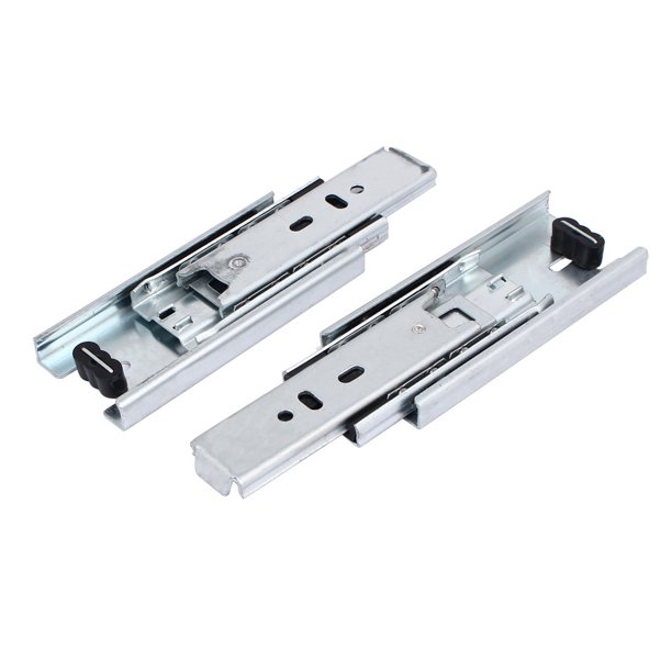 Deslizador de cajón telescópico de 4 pulgadas con rodamiento de bolas Uxcell tono plateado 2Pcs
