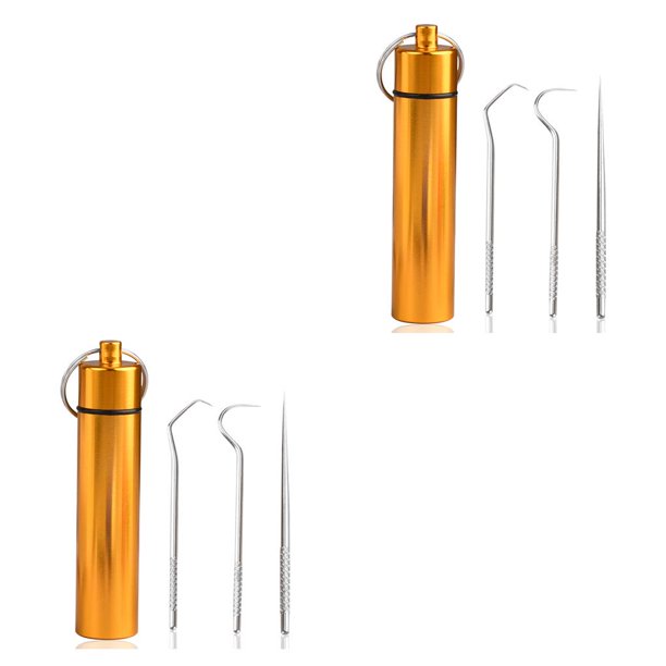 Inteprter 3 piezas de palillos de con soporte Mini bolsillo Adultos Personas mayores Herramientas Contenedores Oficina Viajes Suministros Oro 2piezas Inteprter CBP039195