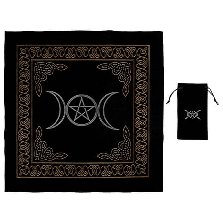 

1 Set Tarot Table Cloth Divination Altar Velour Tablecloth with Tarot Cards Storage Bag