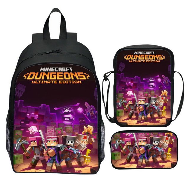 Minecraft Three-piece, Cartoon Game Student Backpack-week